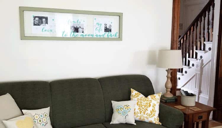 Upcycled window wall decor with cricut