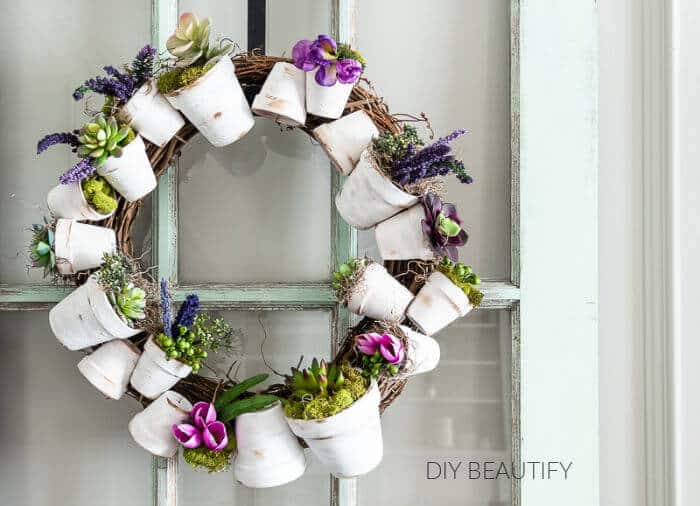 flower pot spring wreath diy