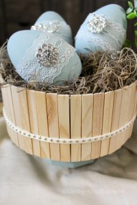 close up of clothespins on candy bowl