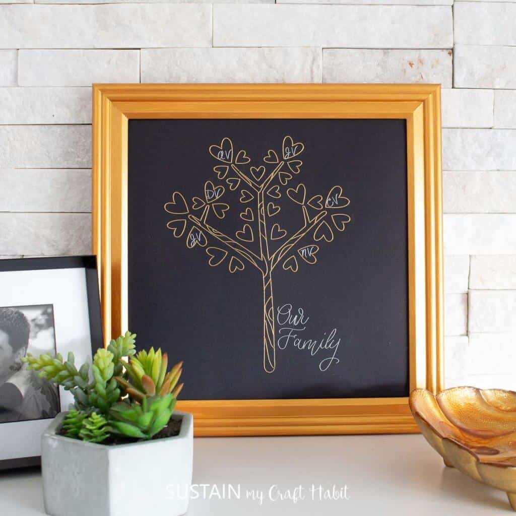 diy family tree craft with cricut foil