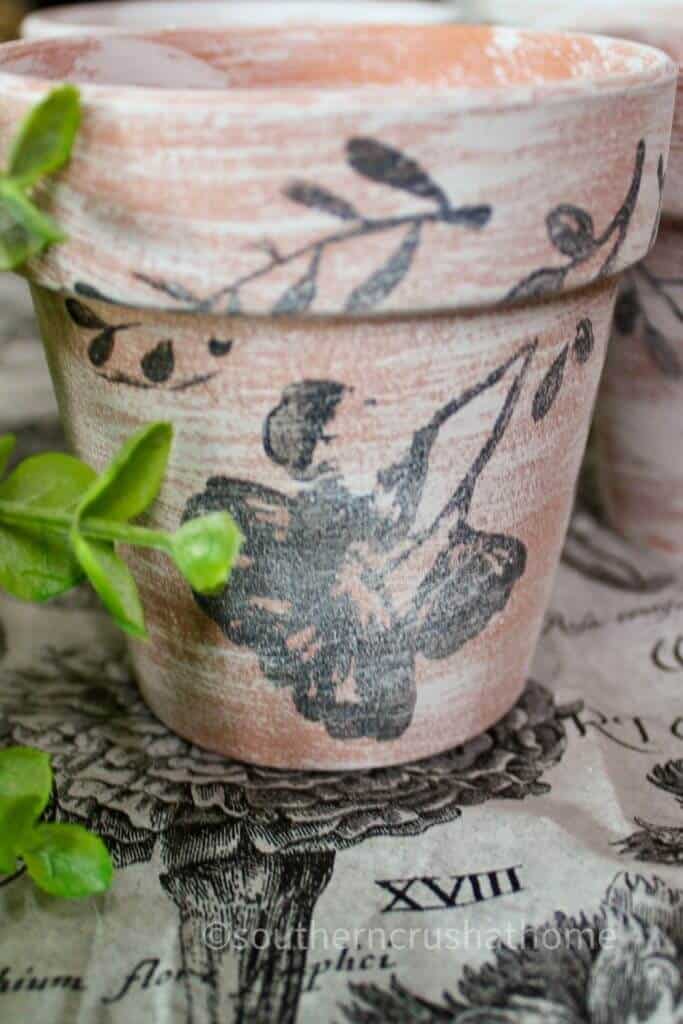 easy floral Dollar Tree Stamped Terra Cotta Pots
