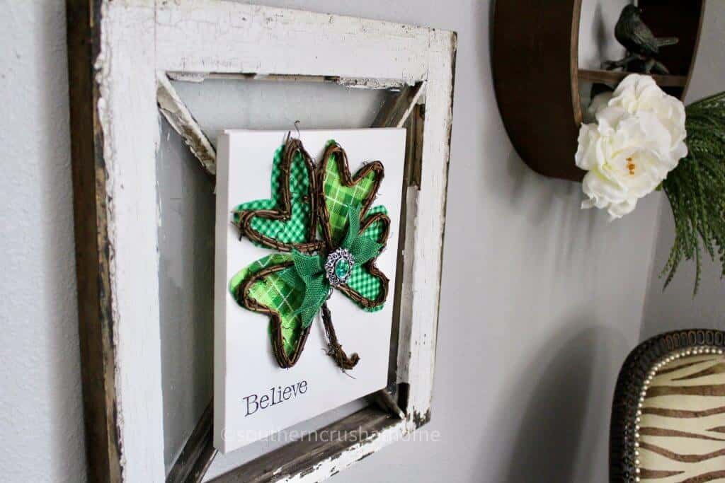 st patricks day shamrock canvas styled on gallery wall