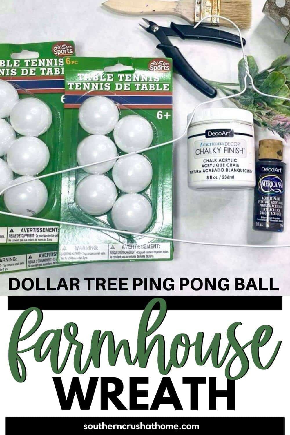Dollar Tree Farmhouse Ping Pong Ball Wreath Southern Crush at Home