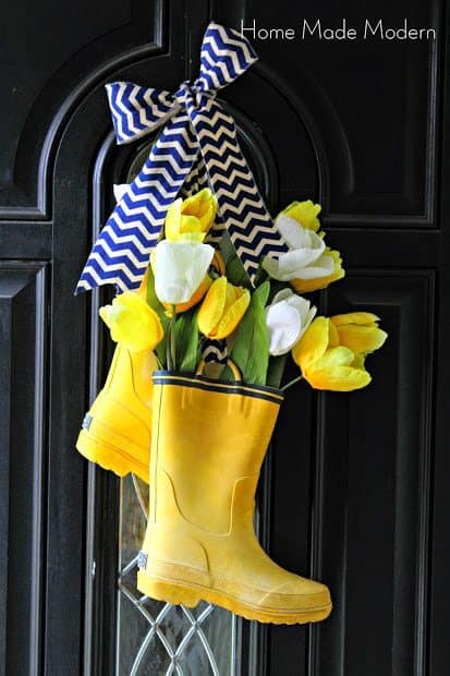 rain boot spring wreath