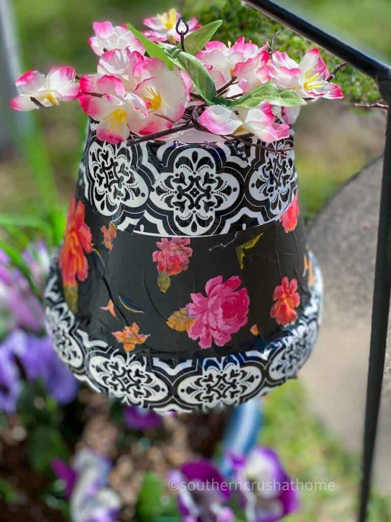 clay pot windchime with flowers