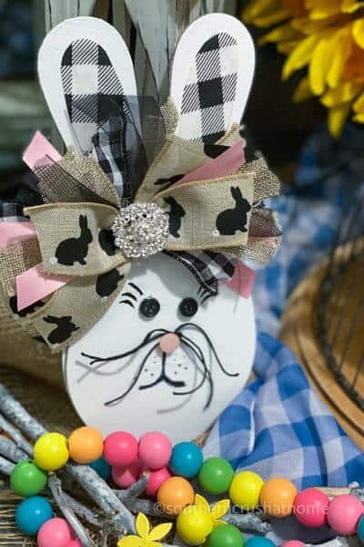 completed paddle ball bunny on table