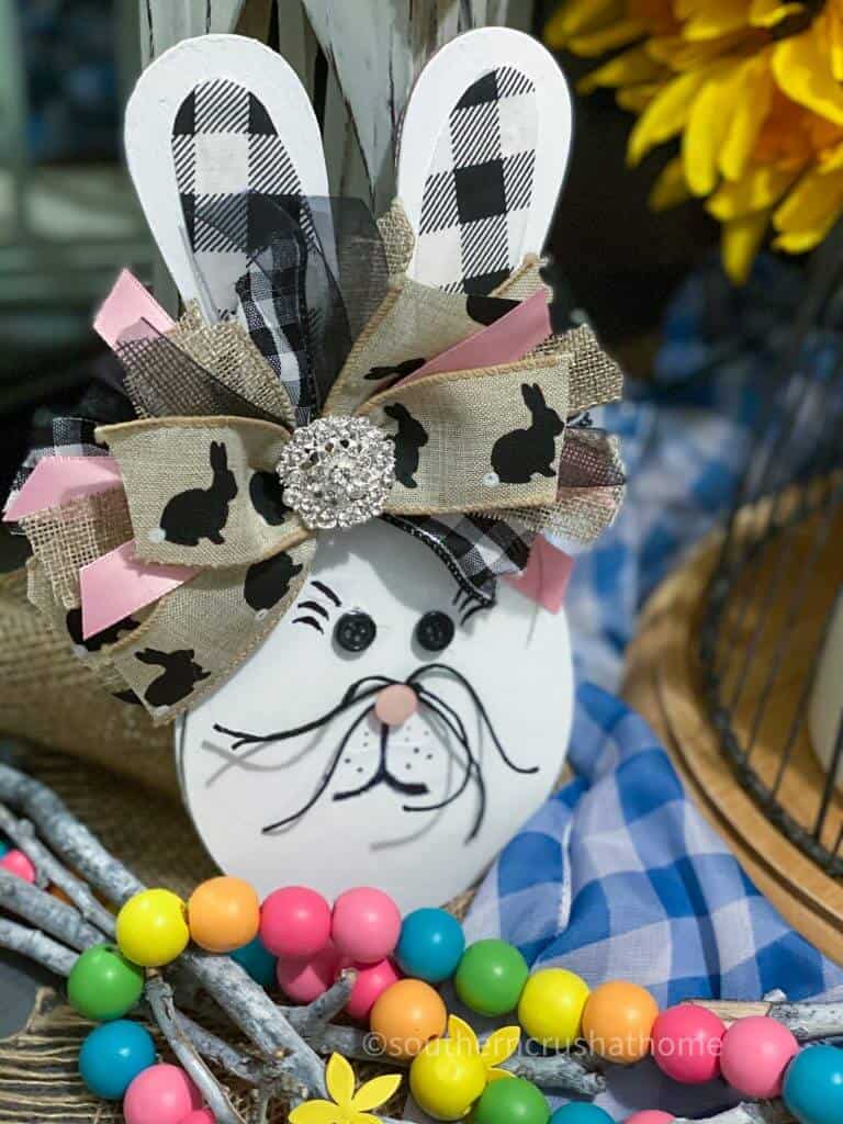 completed paddle ball bunny on table