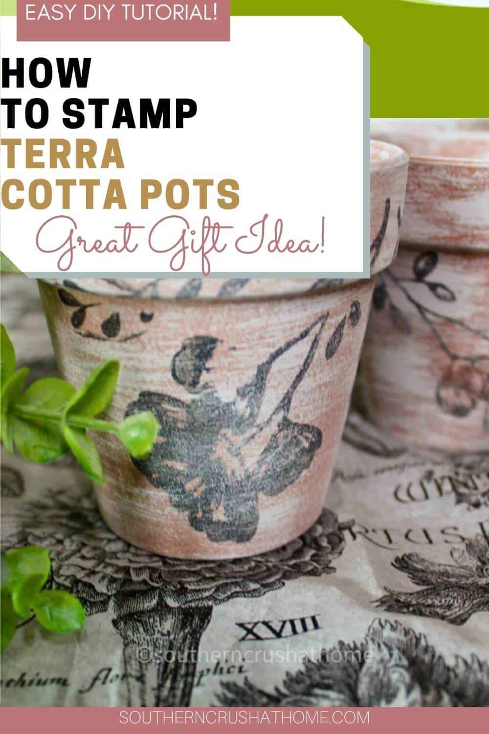 stamped flowers on dollar tree terra cotta pots