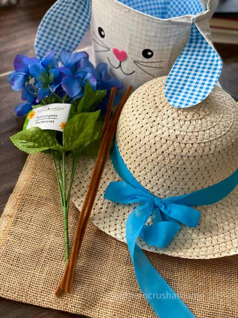 supplies for Dollar Tree sun hat bunny wreath