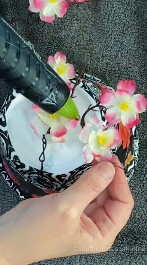 hot gluing flowers