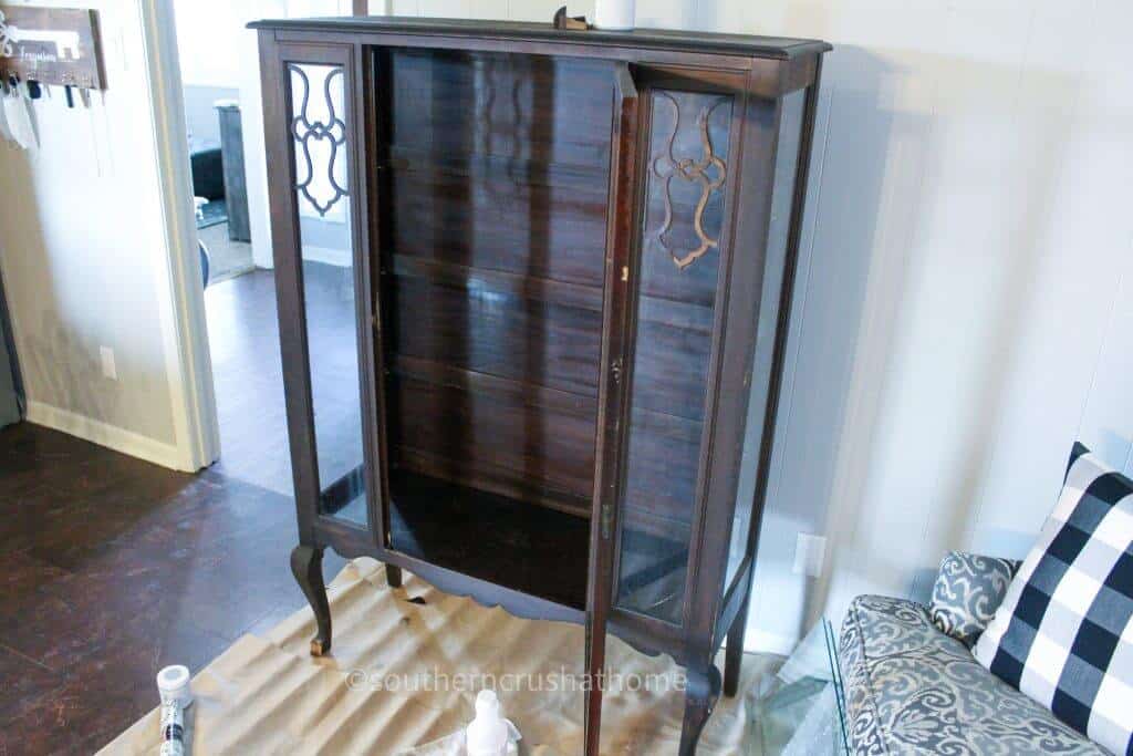 vintage cabinet before makeover