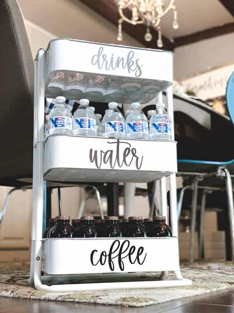 finished beverage cart showing 3 shelves