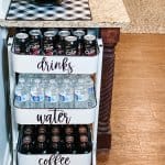 table top on farmhouse beverage cart diy