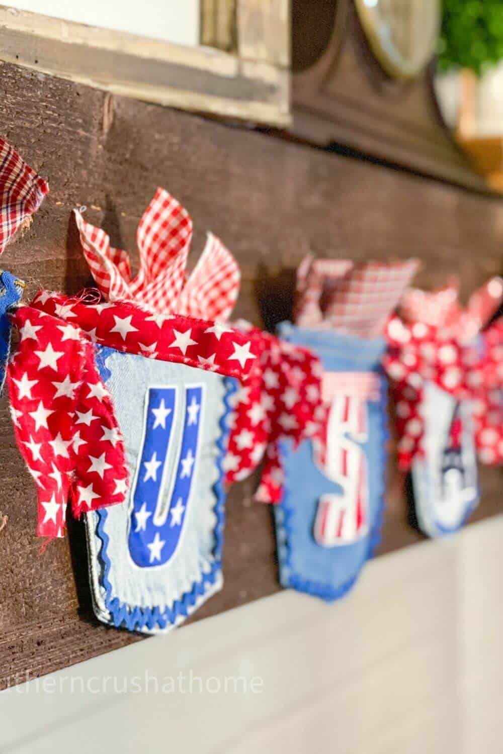 jean pocket patriotic banner with red white and blue usa