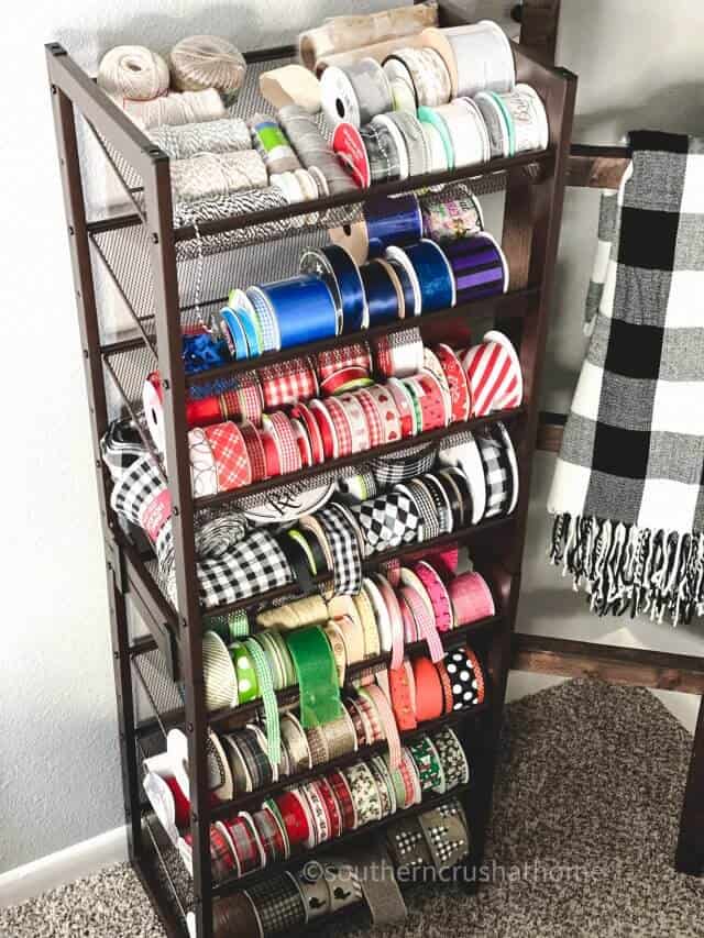 DIY Ribbon Storage Rack Idea Southern Crush at Home