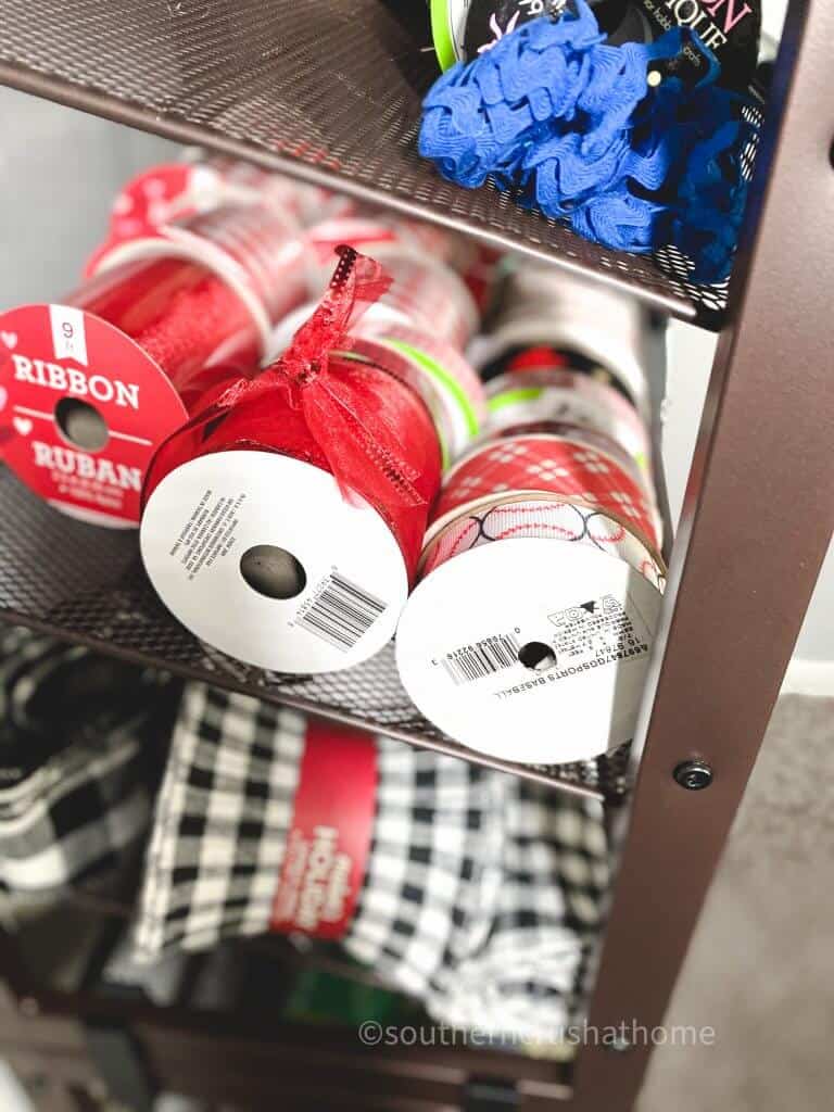 side of ribbon storage rack