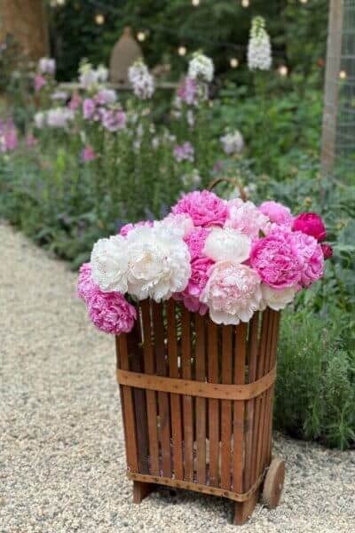 basket with summer flowers