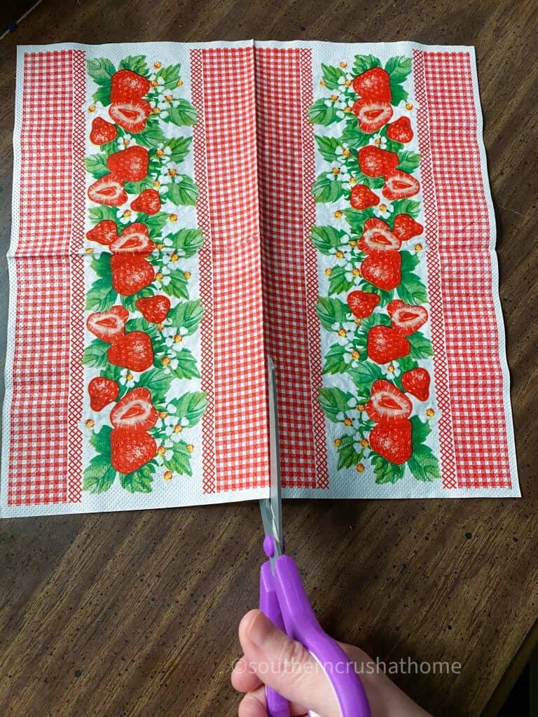 cutting strawberry napkin