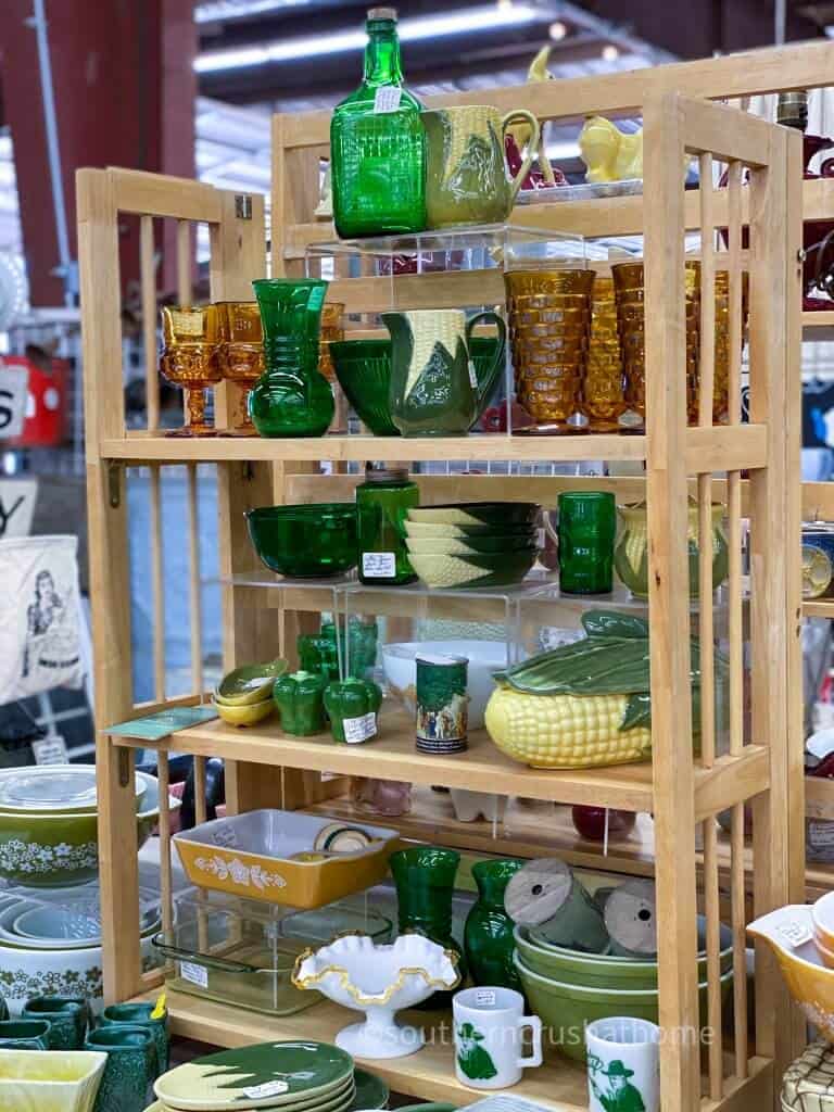 vintage green glass display