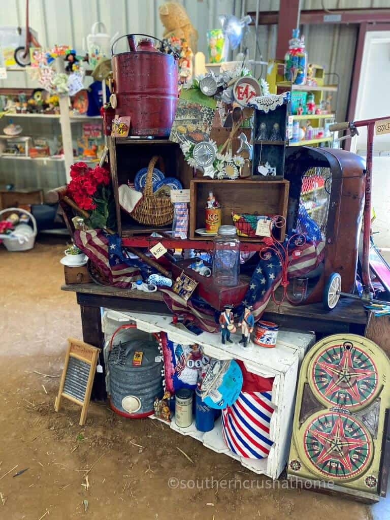 patriotic vintage display red white and blue