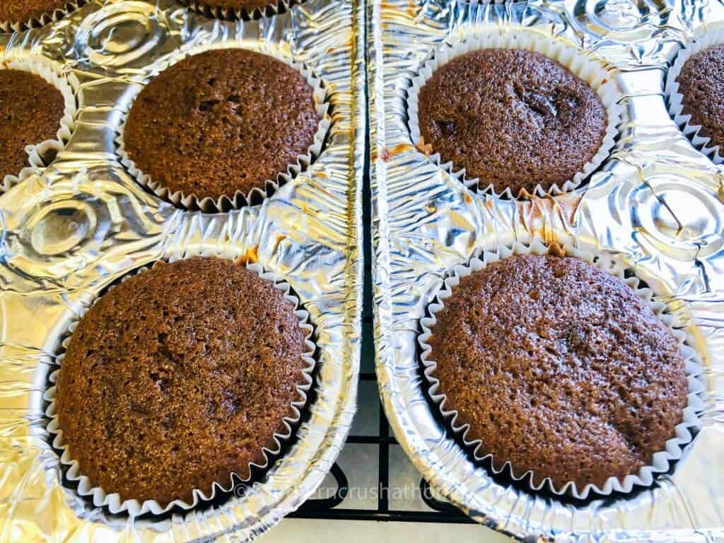 dr pepper cupcake baking tins cooling