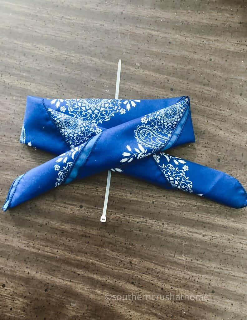 rolled bandana bow in half