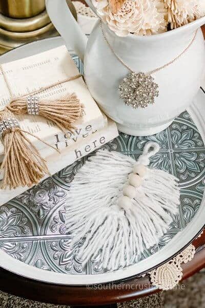 macrame leaf on table