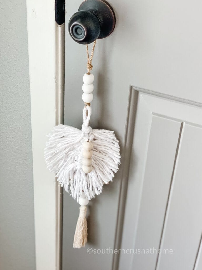 macrame leaf on door