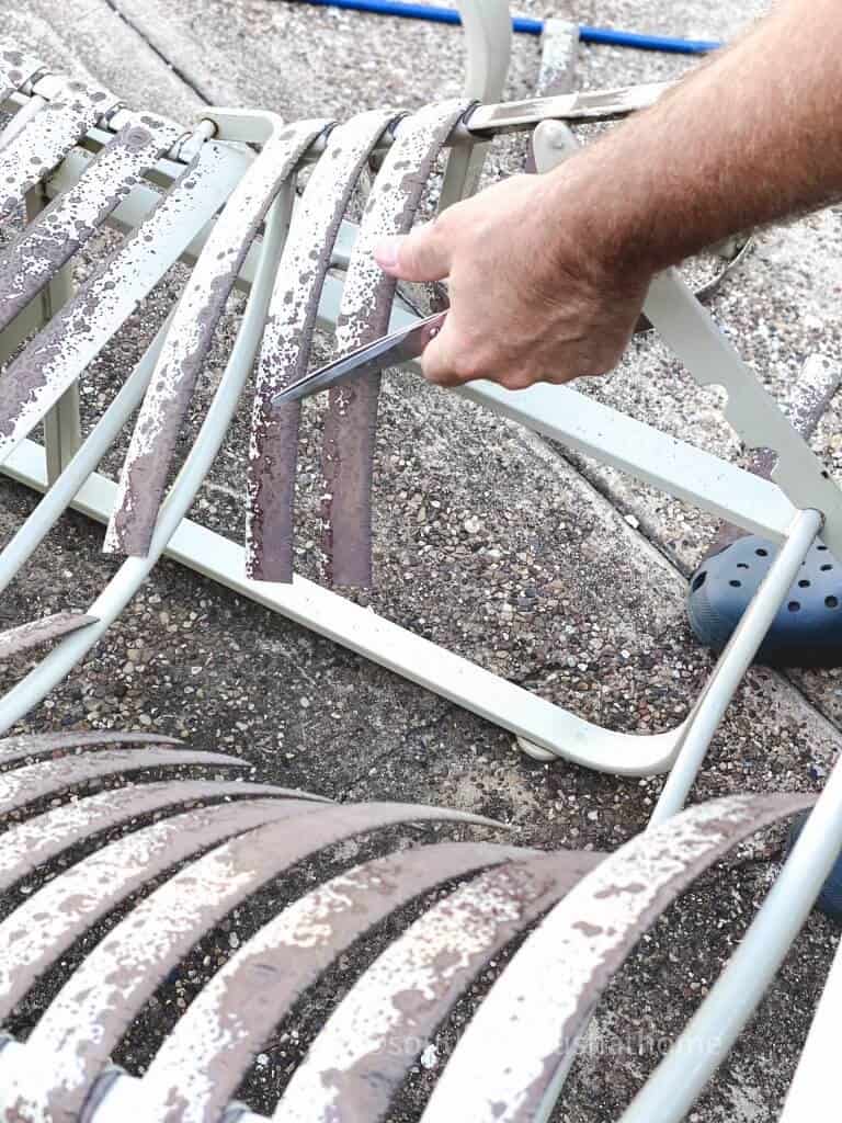 cutting pieces from patio furniture