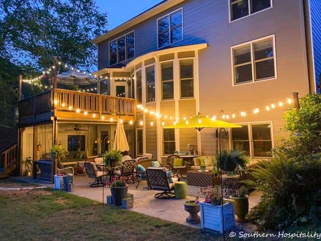 outdoor patio with lights