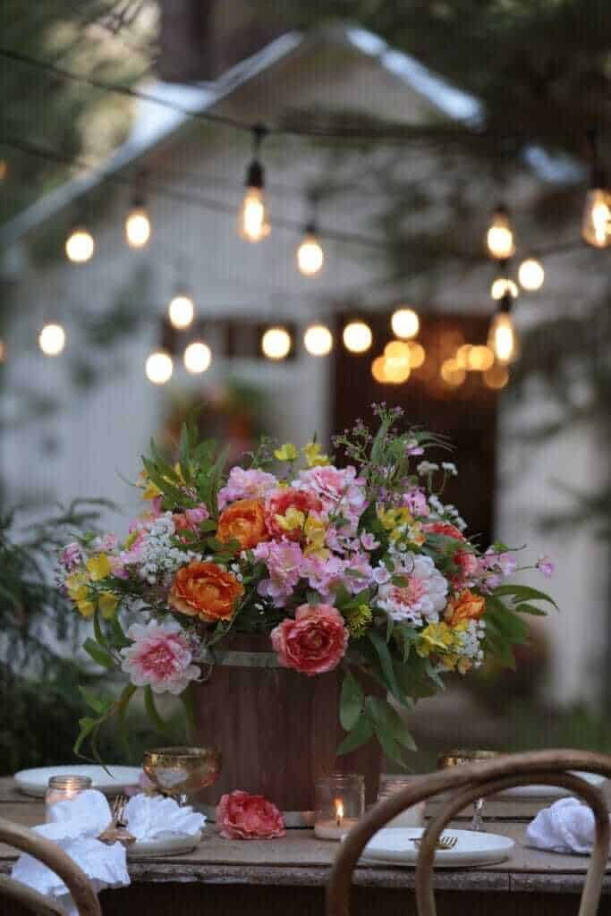 outdoor florals with lights