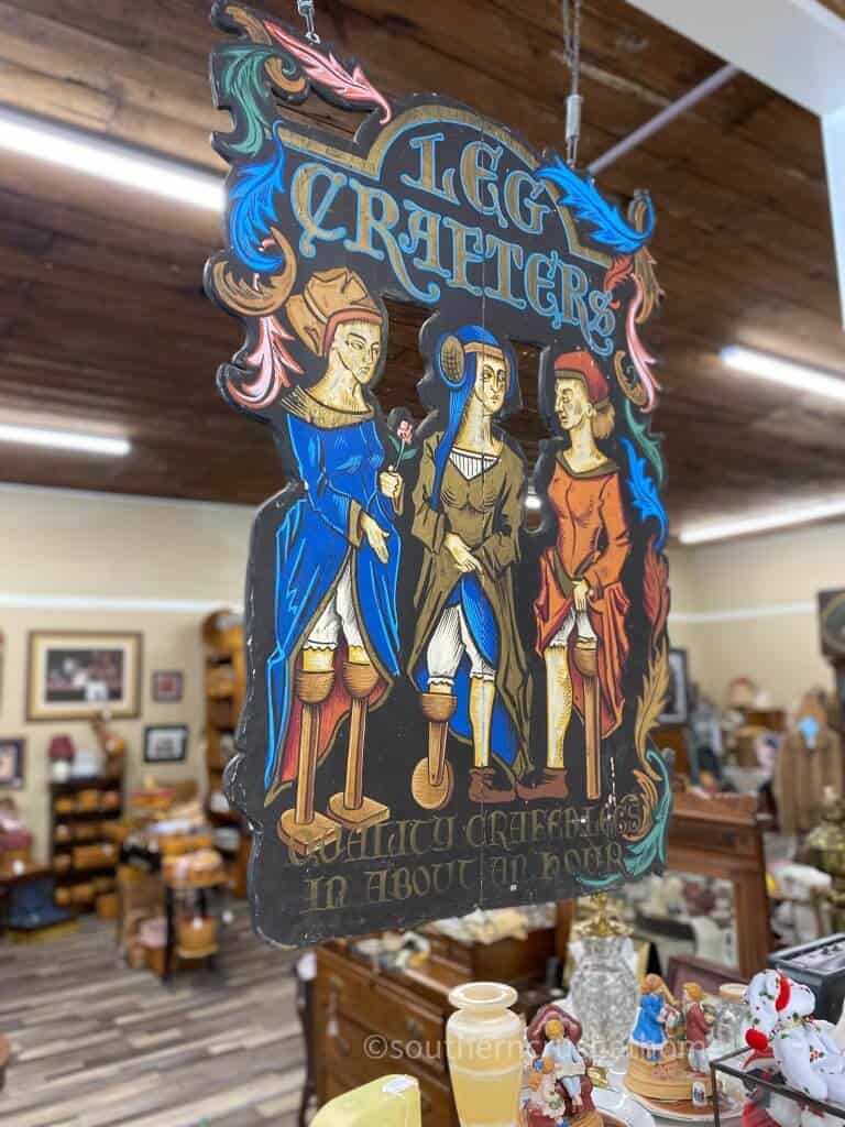 wooden sign in antique mall