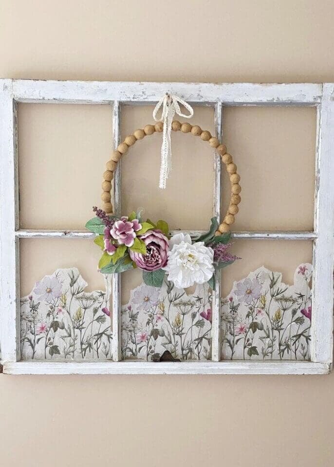 vintage window with decoupage