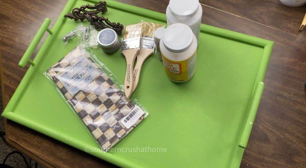 supplies for wooden tray makeover