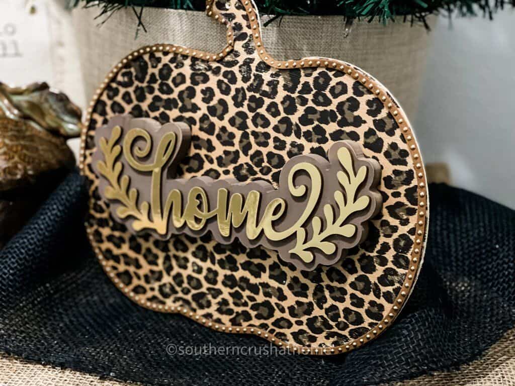 finished leopard foil pumpkin close up