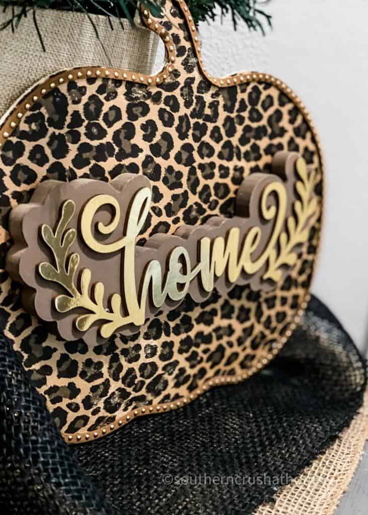 leopard foil pumpkin decor close up