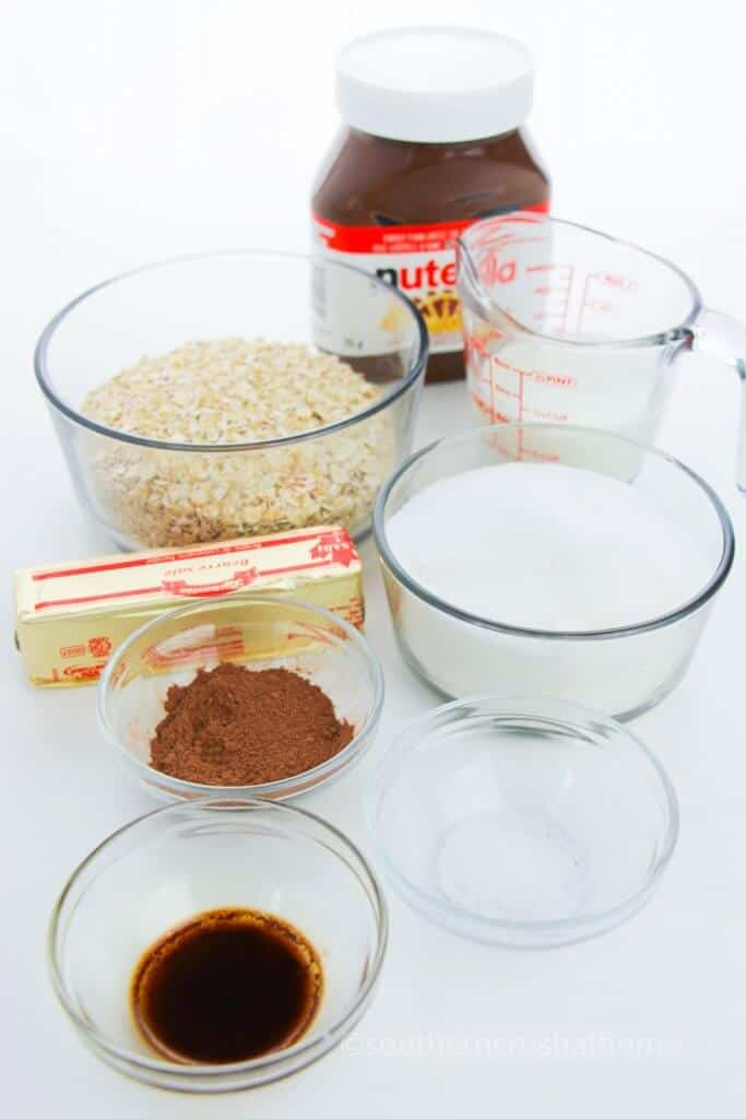 ingredients for no bake nutella cookies