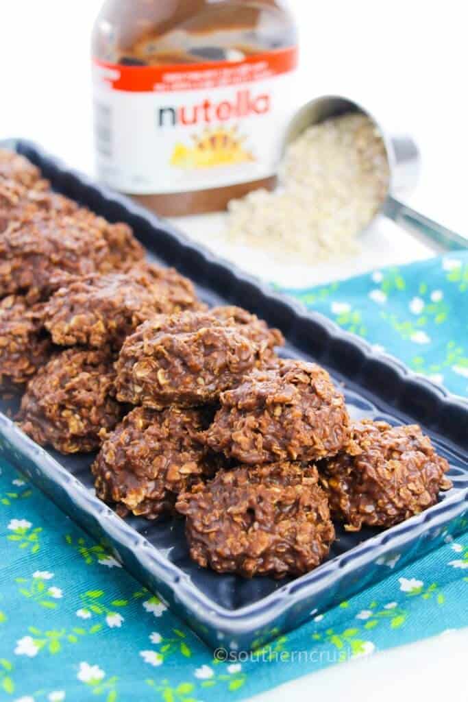 no bake cookies with nutella on tray