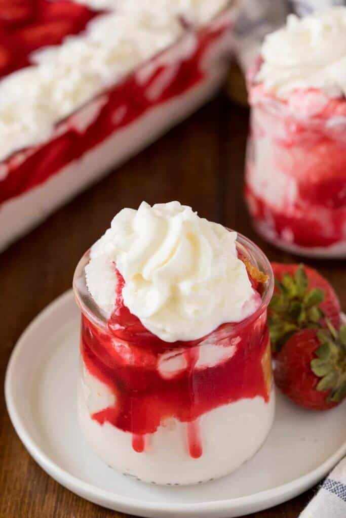 strawberry dessert with whip cream