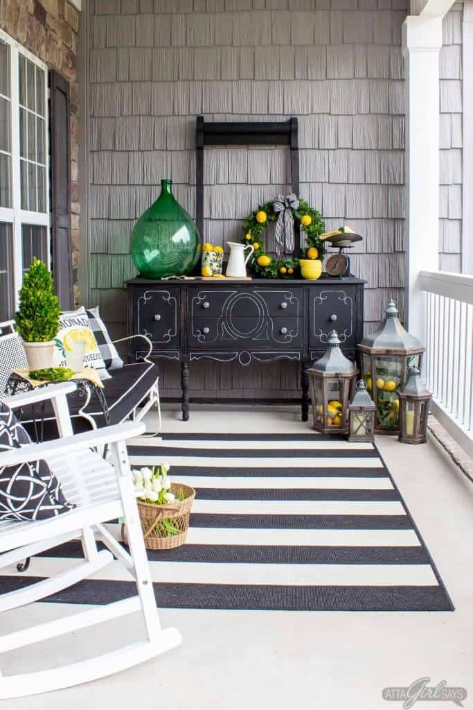 lemon themed front porch