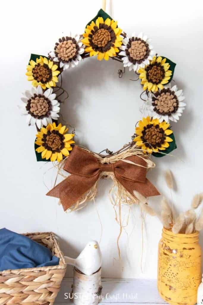 felt sunflower wreath diy