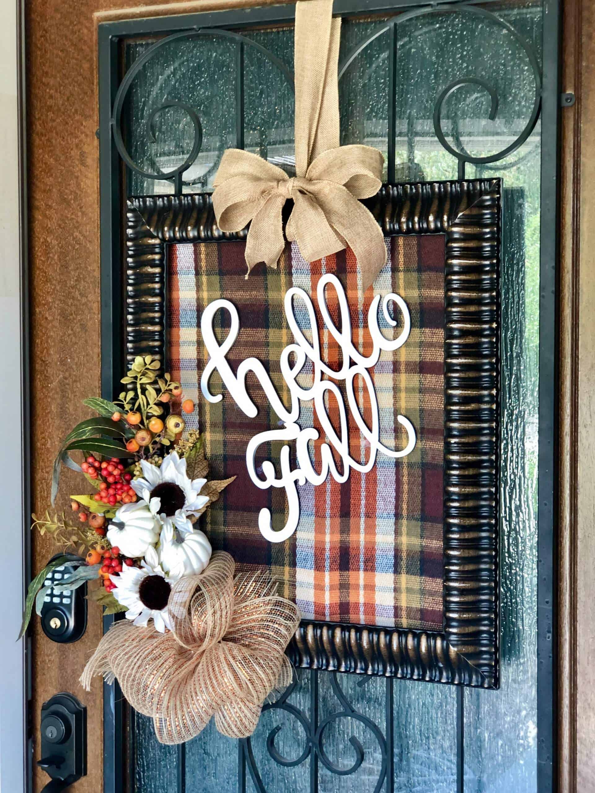 easy mesh bow on hello fall frame door decor