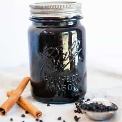 elderberry syrup in mason jar