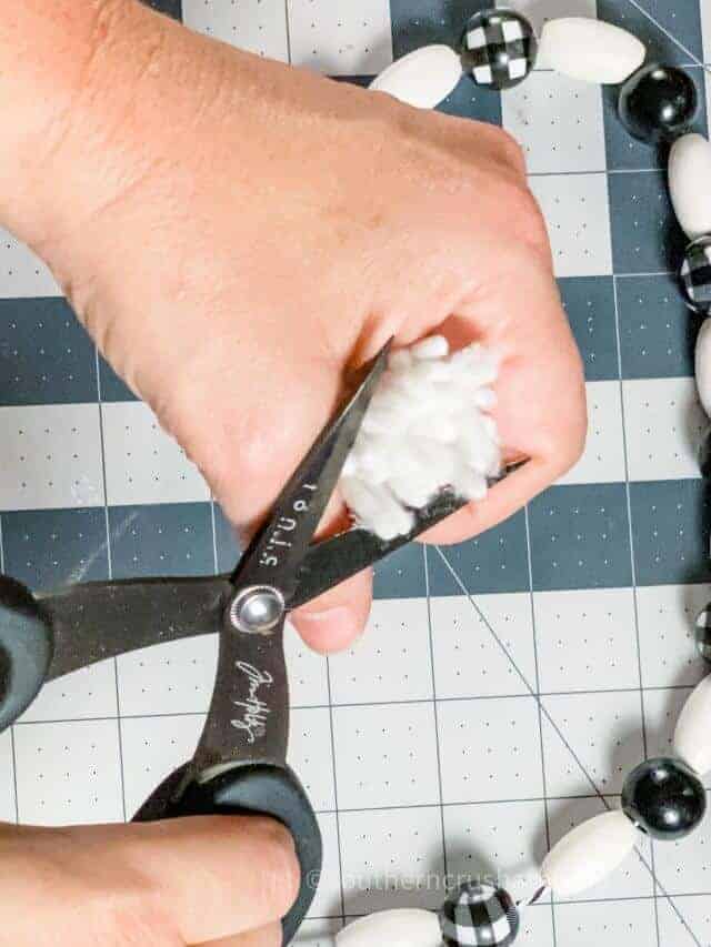 Buffalo Check Bead Garland with Dollar Tree Mop Head Ghost Tassel