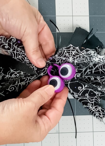 adding eyes to Halloween fabric