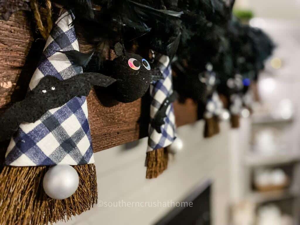 close up of scented gnome banner on mantel