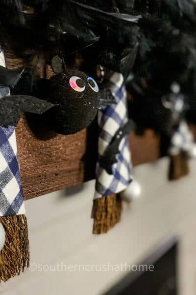 close up of scented gnome banner on mantel