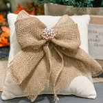 burlap bow shown on pillow