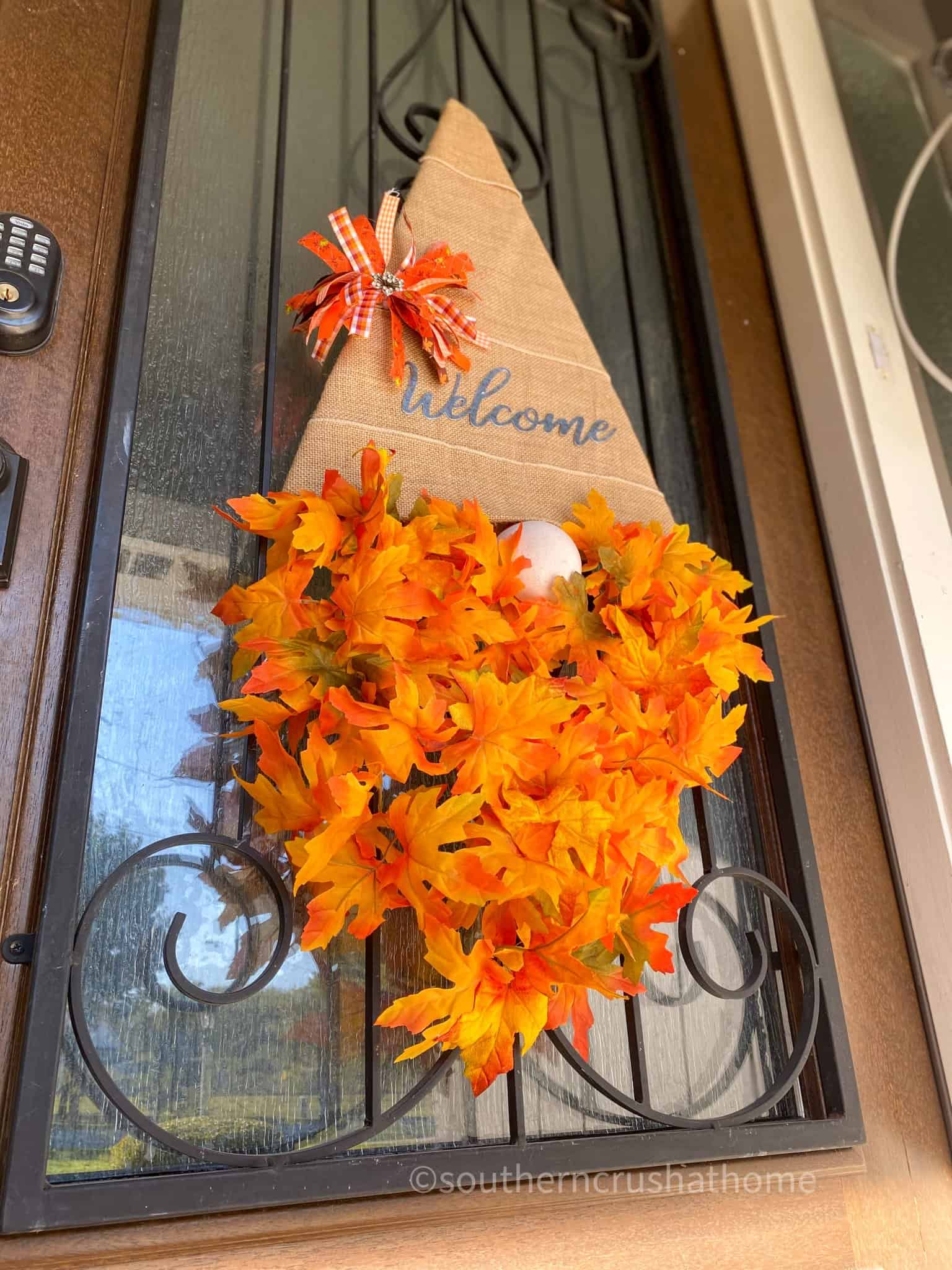 How to Make a Fall Gnome Door Hanger (with a Messy Bow) Southern