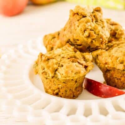 close up of healthy apple muffins stacked